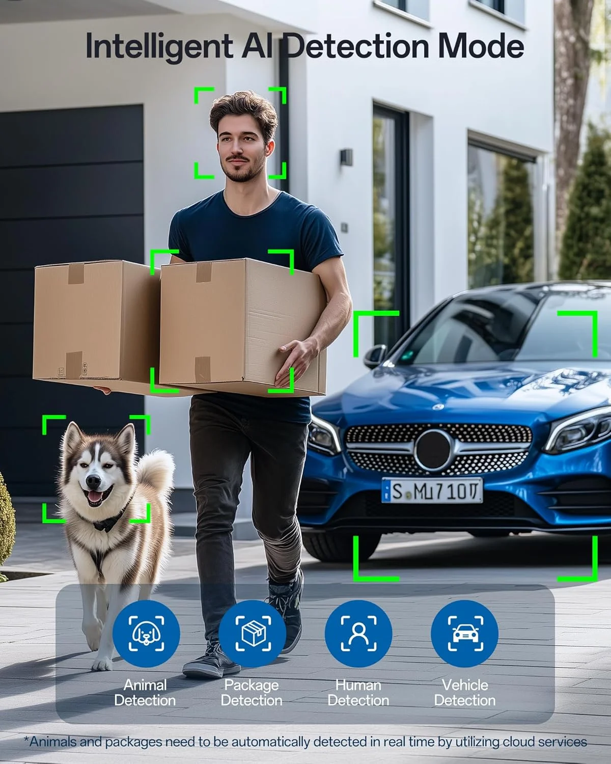 دوربین امنیتی بیرونی FOSCAM SD4 2K 4MP، دوربین نظارتی چرخشی وای فای 5G/2.4GHz، زوم اپتیکال 4X، تشخیص هوشمند انسان با هوش مصنوعی، صدای دو طرفه، دید در شب 50 متری، سنسور تصویر CMOS، IP66