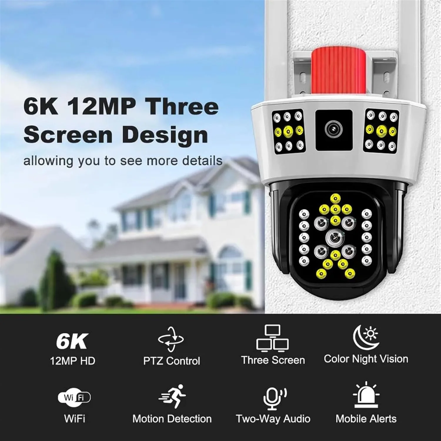 دوربین امنیتی فضای باز، دوربین وای فای 12 مگاپیکسل 6K با سه نمایشگر، زوم 5X، ردیابی هوش مصنوعی خارجی، دوربین PTZ IP، دوربین های مداربسته نظارتی هوشمند (دوربین 12 مگاپیکسلی 6K) دوربین امنیتی فضای باز، دوربین وای فای 12 مگاپیکسل 6K با سه نمایشگر، زوم 5X، ردیابی هوش مصنوعی خارجی، دوربین PTZ IP، دوربین های مداربسته نظارتی هوشمند (دوربین 12 مگاپیکسلی 6K)