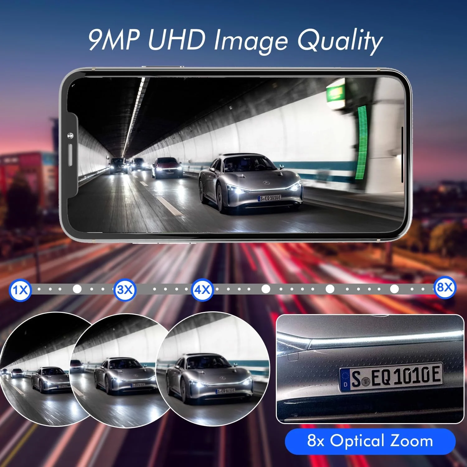 دوربین امنیتی PTZ بیرونی، دوربین های دو لنز زوم دیجیتال 8X برای امنیت خانه با سیم، ضد آب IP66، ردیابی هوش مصنوعی، آلارم نور، دید در شب رنگی، مکالمه 2 طرفه، ضبط 24/7، SD/Cloud