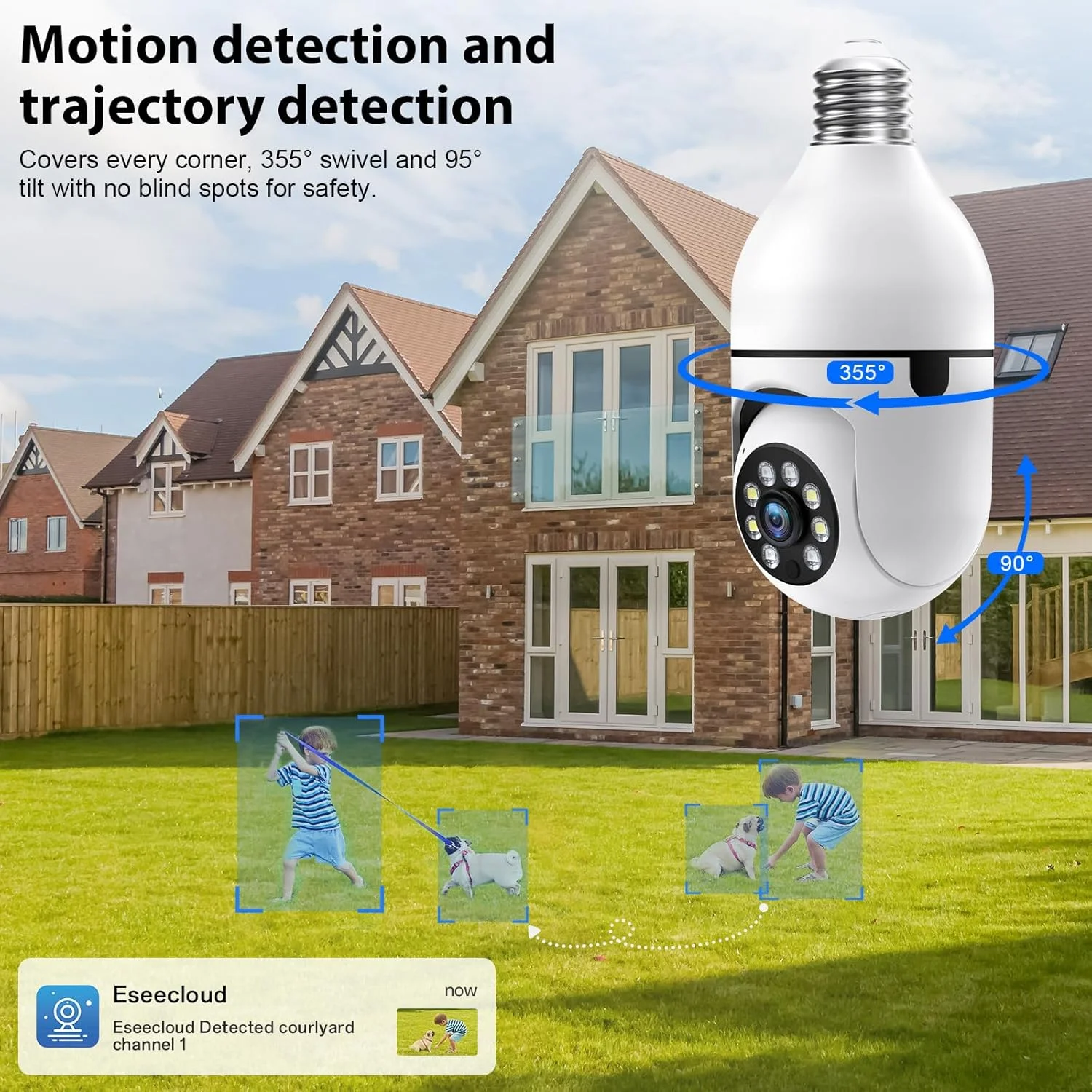 دوربین امنیتی لامپی 2K، دوربین های امنیتی وای فای 5G و 2.4G بی سیم داخلی/خارجی، دوربین لامپی برای امنیت خانه در فضای باز/داخلی، مکالمه دو طرفه، دید در شب رنگی، PTZ 360 درجه، تشخیص حرکت انسان