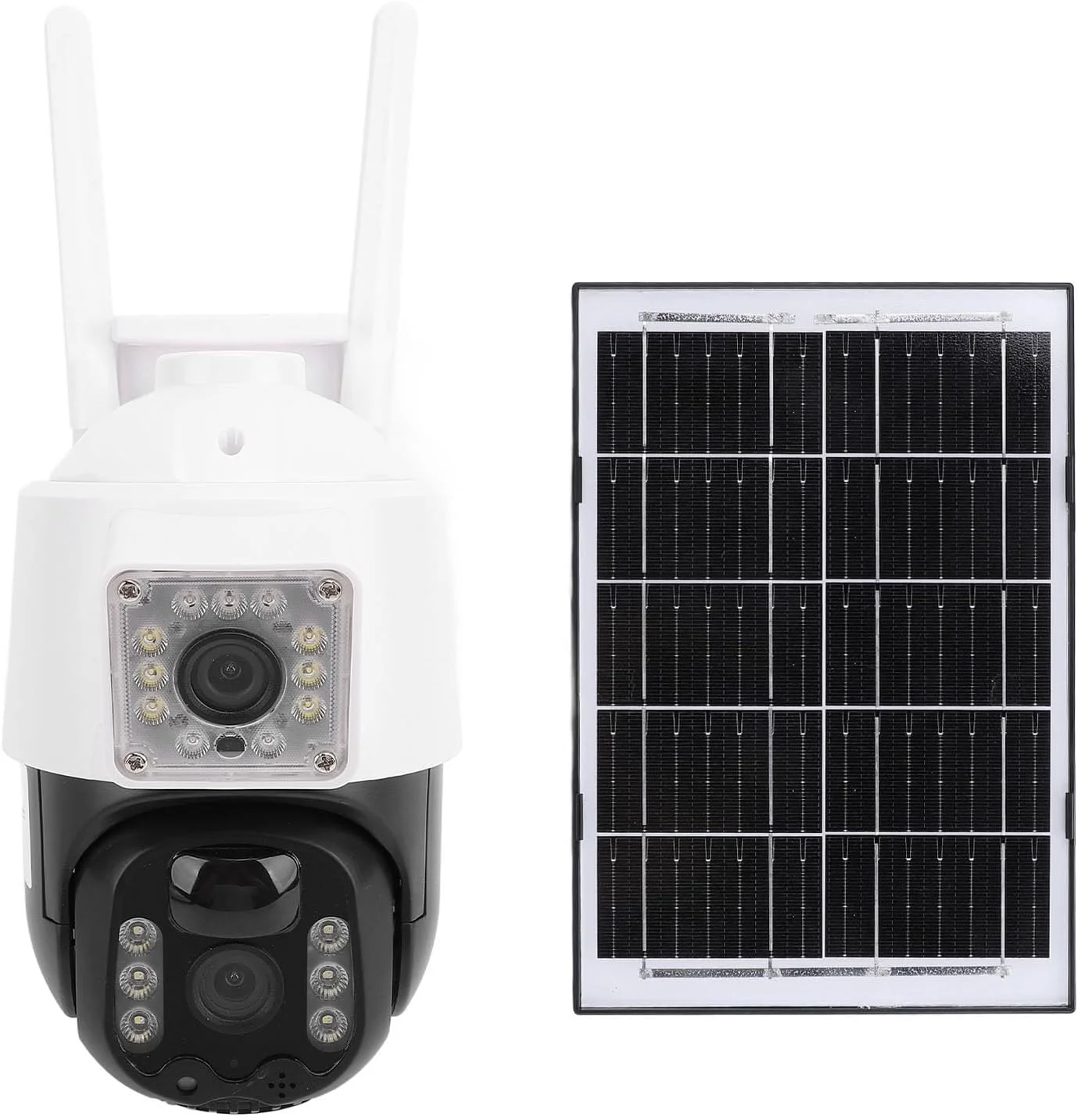 دوربین مداربسته خورشیدی، دوربین بیرونی بی‌سیم وای‌فای 2.4G با باتری خورشیدی، دید 360 درجه PTZ با کیفیت 1920x1080P، دید در شب رنگی و تشخیص PIR برای امنیت خانه