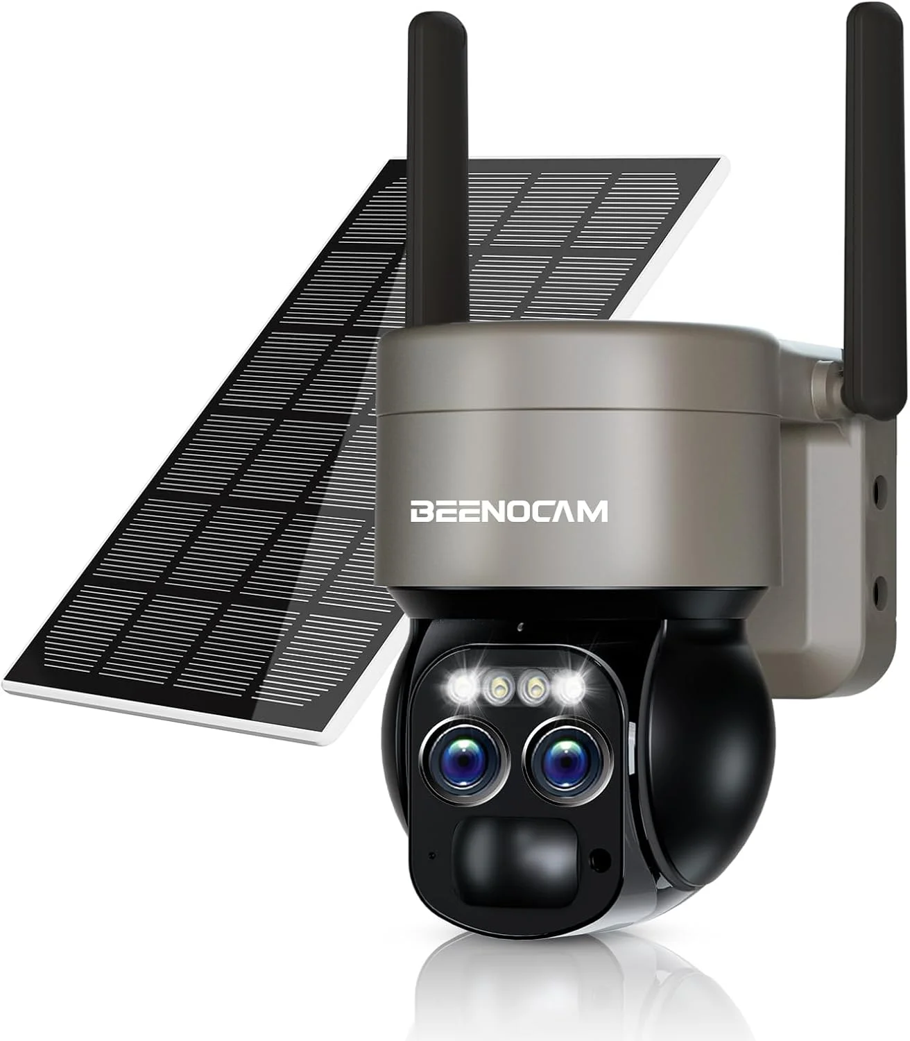 دوربین های امنیتی خورشیدی 4K بی سیم فضای باز با لنز دوگانه، دوربین های PTZ 360 درجه با باتری برای امنیت خانه در فضای باز، دید در شب رنگی 8 مگاپیکسلی، سنسور PIR، ردیابی خودکار، نورافکن/آژیر، الکسا، 2.4/5 گیگاهرتز، IP66