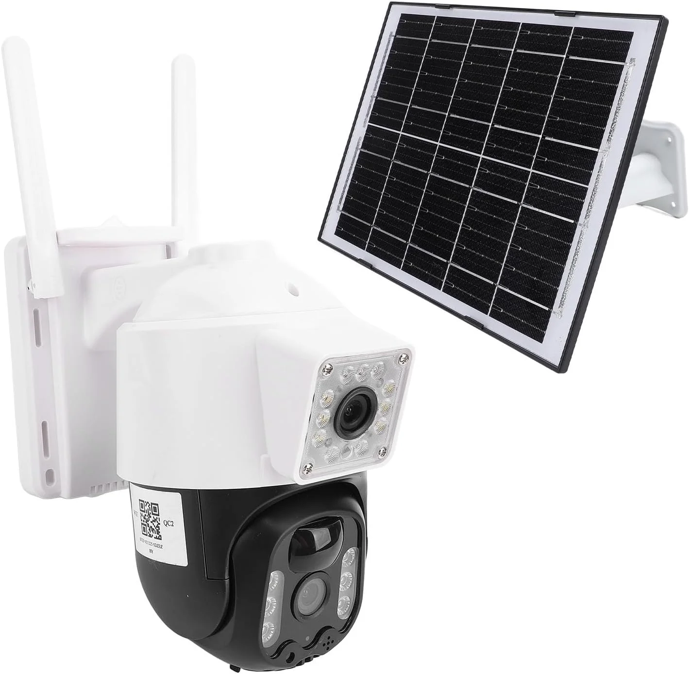 دوربین امنیتی خورشیدی، بی‌سیم 4G، دوربین امنیتی خانگی وای فای 2.4G، 1920 X 1080P، باتری 3X2000mAh، آلارم PIR، PTZ 320 درجه، 6 عدد چراغ LED، پشتیبانی از حافظه SD 512