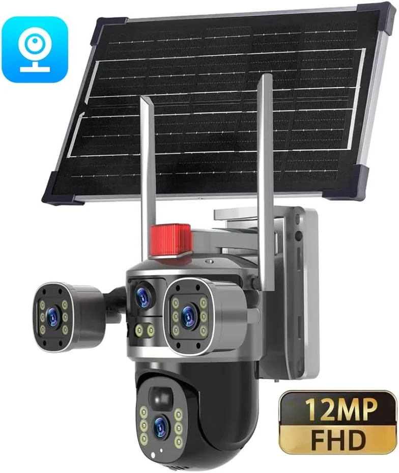 دوربین امنیتی خورشیدی V380 Pro 4K HD، دوربین بی سیم PTZ فضای باز با چرخش 360 درجه، تشخیص حرکت، دید در شب، صدای دو طرفه، اتصال 4G دوربین امنیتی خورشیدی V380 Pro 4K HD، دوربین بی سیم PTZ فضای باز با چرخش 360 درجه، تشخیص حرکت، دید در شب، صدای دو طرفه، اتصال 4G