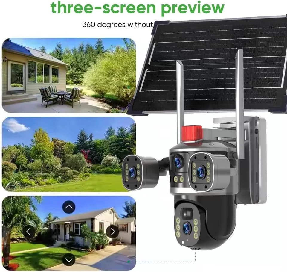 دوربین امنیتی خورشیدی V380 Pro 4K HD، دوربین بی سیم PTZ فضای باز با چرخش 360 درجه، تشخیص حرکت، دید در شب، صدای دو طرفه، اتصال 4G دوربین امنیتی خورشیدی V380 Pro 4K HD، دوربین بی سیم PTZ فضای باز با چرخش 360 درجه، تشخیص حرکت، دید در شب، صدای دو طرفه، اتصال 4G