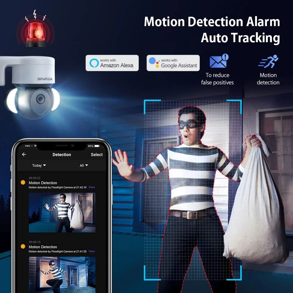 دوربین مداربسته PTZ شیائوجیا مناسب فضای باز، دوربین امنیتی با نورافکن 5 مگاپیکسل CCTV تویا Smart Life، صدای دو طرفه، دید در شب رنگی، تشخیص حرکت انسان با هوش مصنوعی