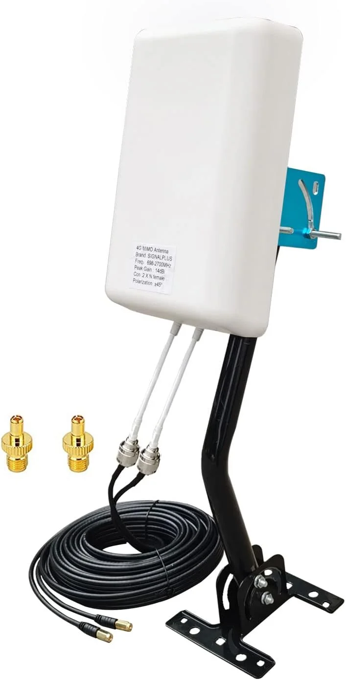 آنتن های SIGNALPLUS 5G/ 4G/ LTE/WiFi/ 2x2 MIMO، آنتن پنلی جهت دار بیرونی برای روترهای 4G LTE 5G Verizon AT&T Sprint T-Mobile Home Internet با کابل TS9 SMA و میله J-Mount (کیت کامل)