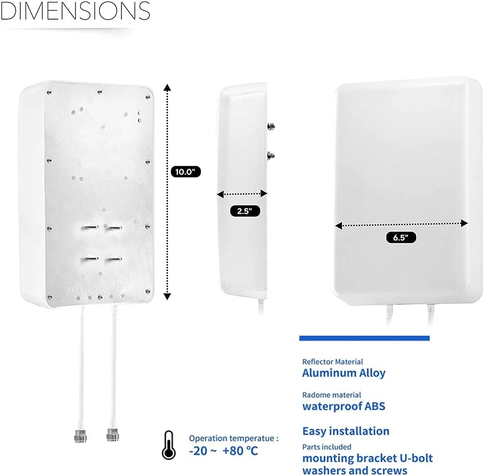 آنتن های SIGNALPLUS 5G/ 4G/ LTE/WiFi/ 2x2 MIMO، آنتن پنلی جهت دار بیرونی برای روترهای 4G LTE 5G Verizon AT&T Sprint T-Mobile Home Internet با کابل TS9 SMA و میله J-Mount (کیت کامل)