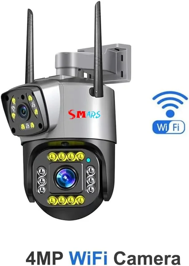 دوربین مداربسته وای فای 4 مگاپیکسلی PTZ دو لنز Smars برای فضای باز، دوربین امنیتی بی سیم با ردیابی هوش مصنوعی، نظارت صوتی و تصویری