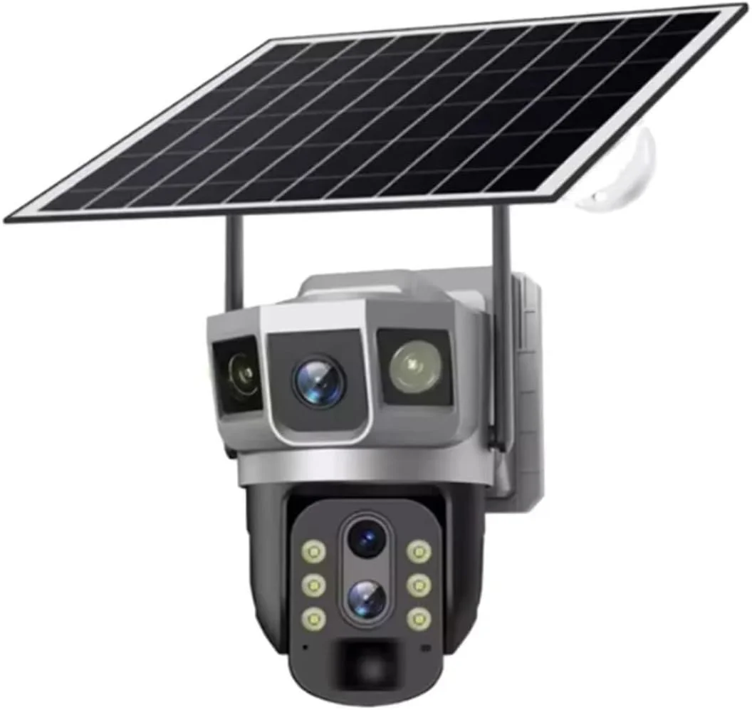 دوربین مداربسته خورشیدی فضای باز، 4 مگاپیکسل، لنز دوگانه، زوم اپتیکال 10 برابر، بی سیم 4G، PTZ با ردیابی خودکار انسان