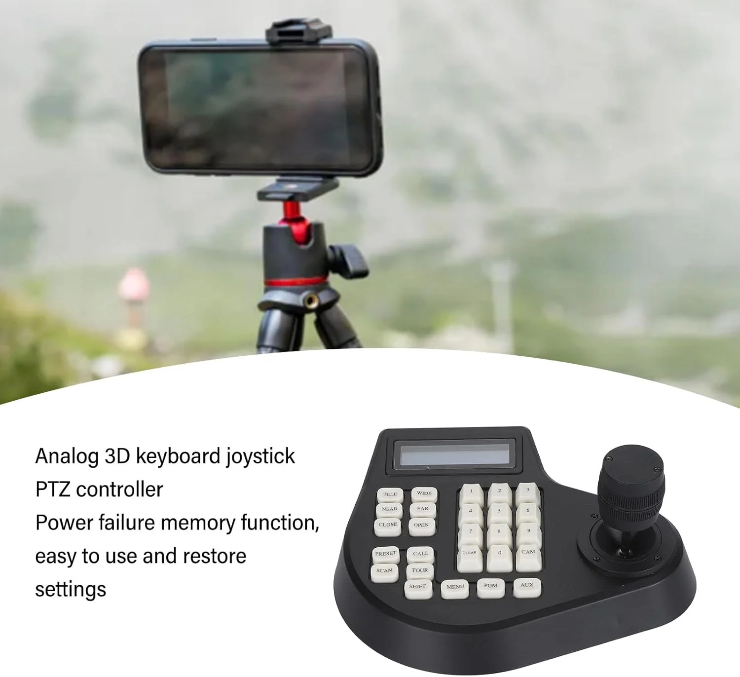 کنترلر دوربین آنالوگ PTZ سوراندی، کیبورد PTZ انعطاف پذیر با جوی استیک سه بعدی برای PELCO D, P, AD، فاصله ارتباطی 1500 متری، برای امنیت (دوشاخه UK) کنترلر دوربین آنالوگ PTZ سوراندی، کیبورد PTZ انعطاف پذیر با جوی استیک سه بعدی برای PELCO D, P, AD، فاصله ارتباطی 1500 متری، برای امنیت (دوشاخه UK)