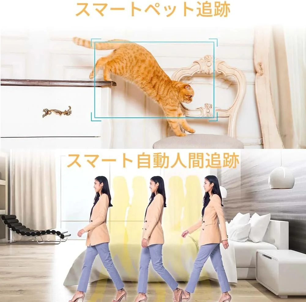 دوربین امنیتی بی‌سیم حیوانات خانگی اسپات‌کم Mibo با کیفیت 2K، دید در شب داخلی، قابلیت مکالمه دو طرفه، هشدار صوتی حرکتی، قابلیت چرخش افقی/عمودی و ردیابی حیوانات خانگی با ضبط ابری رایگان تمام وقت