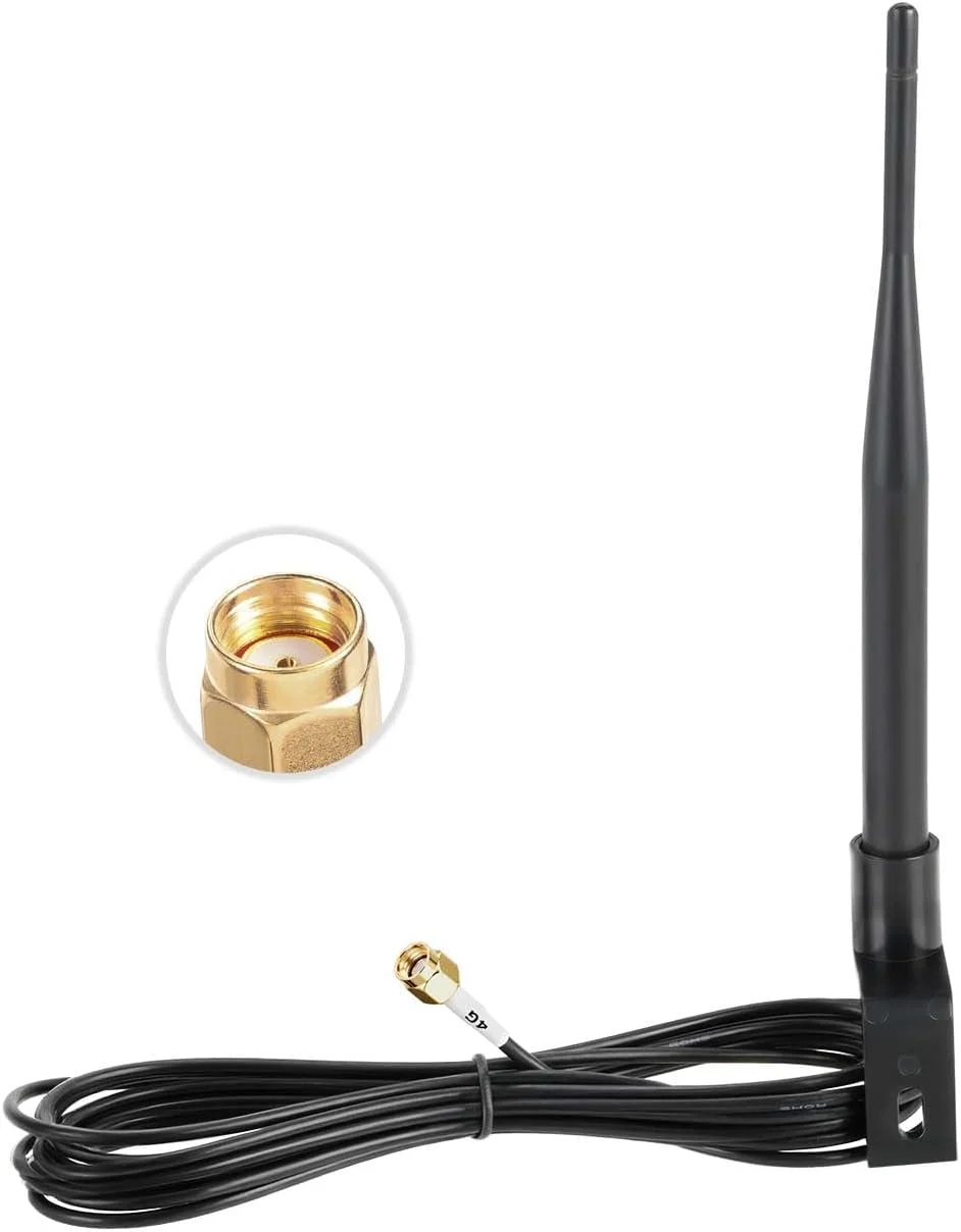 آنتن بیرونی 4G LTE سوپربت 5dBi RPSMA نری با قابلیت نصب دیواری و ضد آب به همراه براکت نصب، سازگار با روترهای وای فای و دوربین های امنیتی/شکار