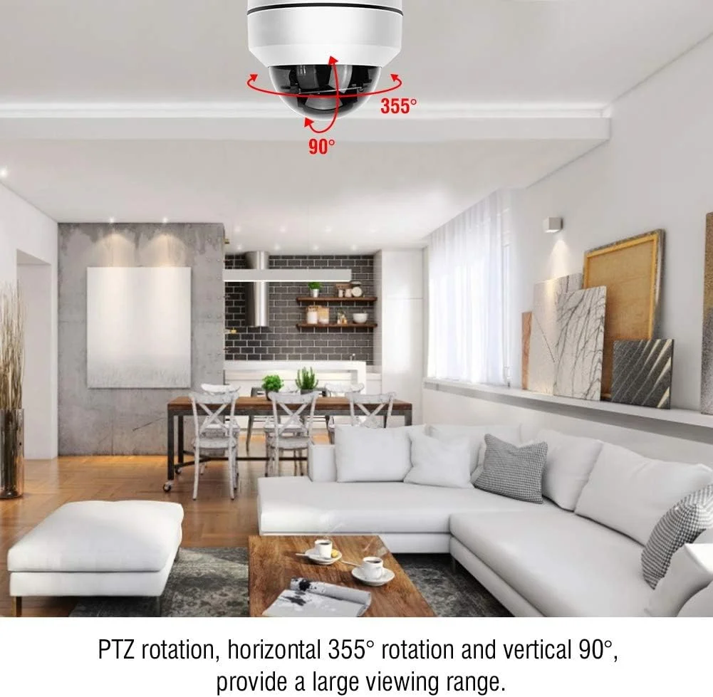 دوربین مداربسته دام IP، دوربین نظارتی شبکه PTZ با کیفیت 1080P FHD، تشخیص حرکت PIR، هشدار ایمیلی، دید در شب 15 متری، ضد آب IP66 برای امنیت خانه (UK)