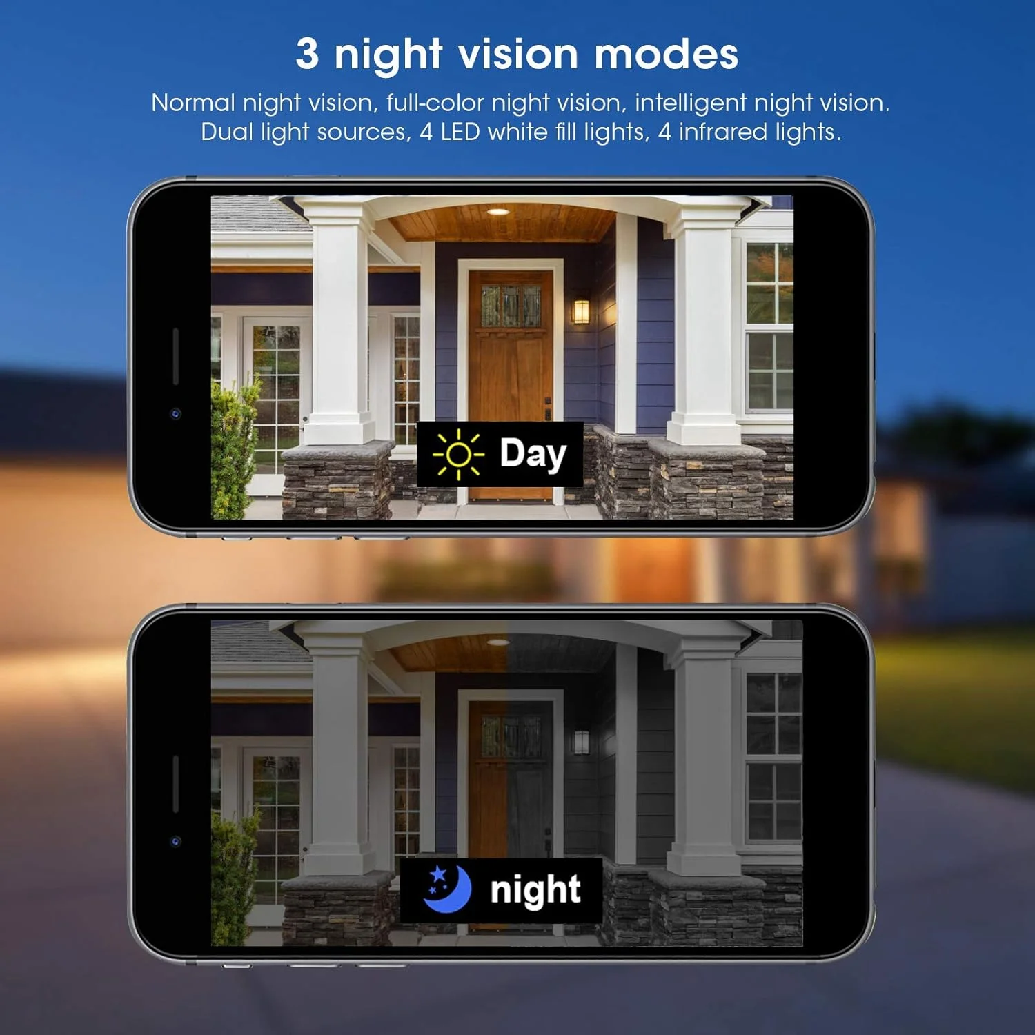 دوربین مداربسته PTZ با کیفیت 1080P، چرخش 355 درجه افقی و 90 درجه عمودی، دوربین وای فای مداربسته با 8 LED، دید در شب فوق العاده، ضد آب IP66، تشخیص حرکت PIR، ارتباط صوتی دو طرفه، پشتیبانی از ONVIF (UK)