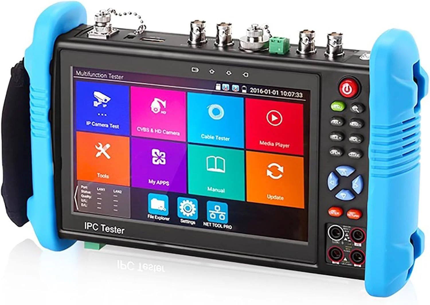 تستر دوربین مداربسته قابل حمل IPC-9800 Pro Full HD 8MP Cvi Tvi Ahd Cvbs مانیتور دوربین IP صفحه لمسی IPS X7 اینچی کنترل PTZ تستر دوربین مداربسته کاربری آسان IPC9800MOVTADHS Pro