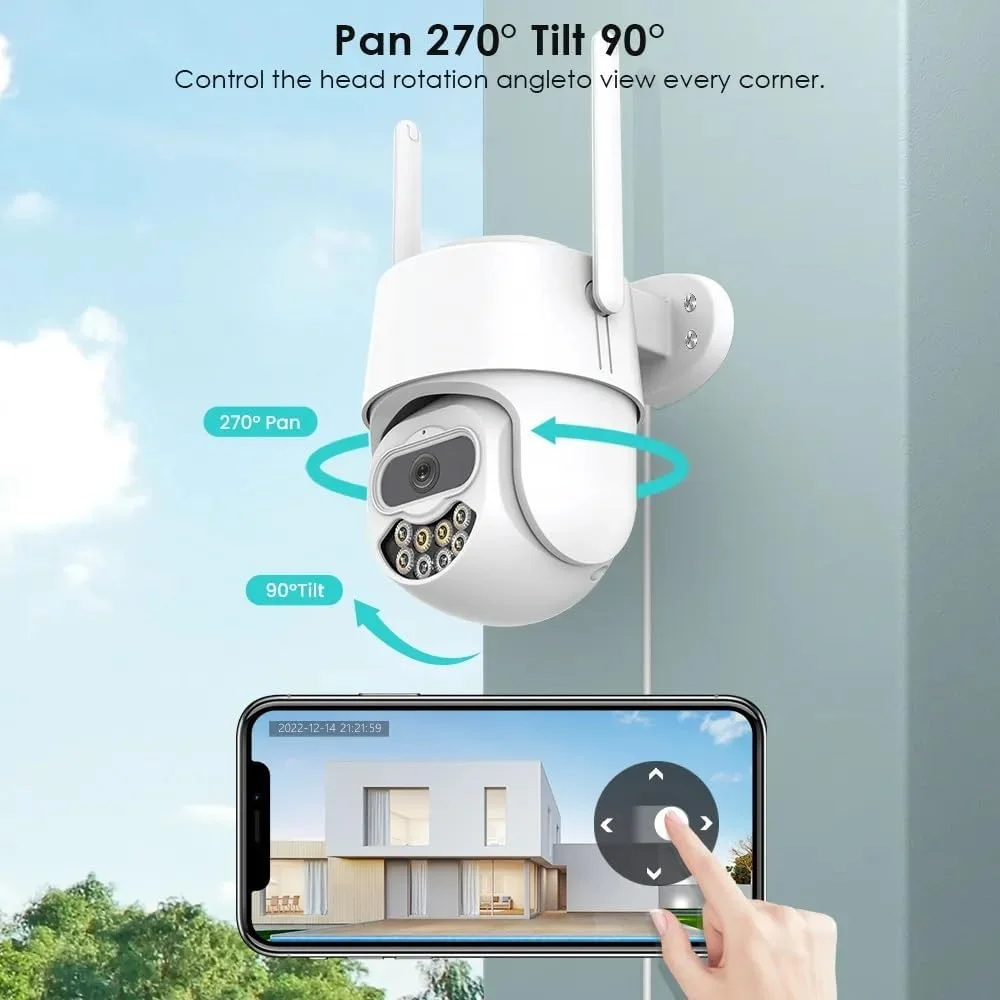 دوربین هوشمند وای فای 3 مگاپیکسلی 360 درجه TechEase PTZ-01 برای فضای باز با ردیابی هوش مصنوعی - سفید (بازسازی شده)