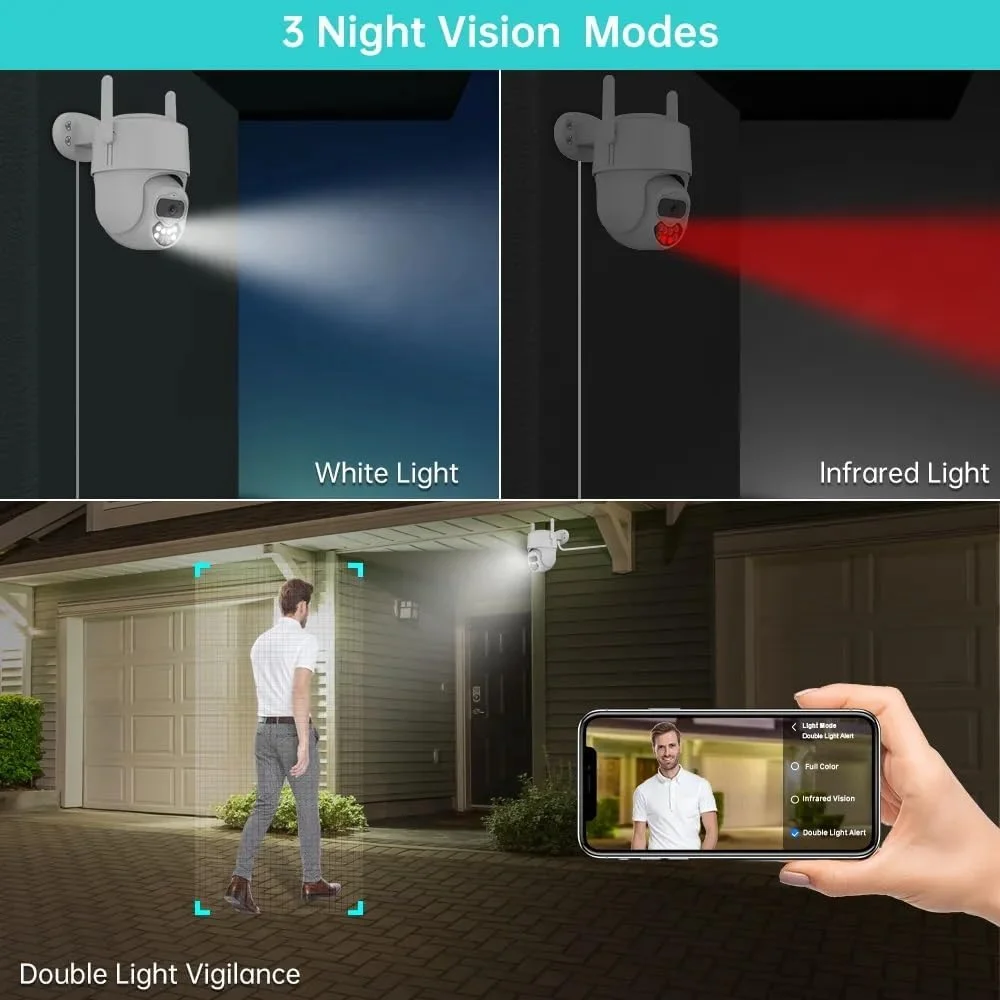 دوربین هوشمند وای فای 3 مگاپیکسلی 360 درجه TechEase PTZ-01 برای فضای باز با ردیابی هوش مصنوعی - سفید (بازسازی شده)