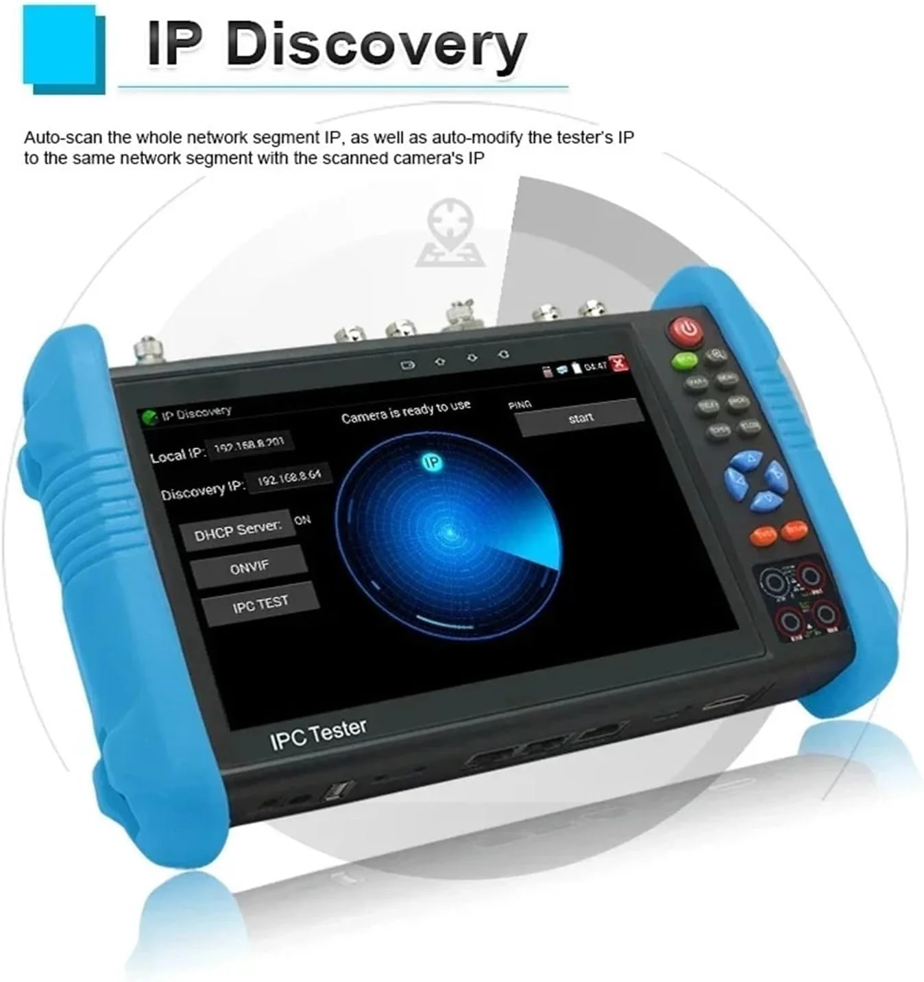 تستر دوربین مداربسته قابل حمل IPC-9800 Pro Full HD 8MP Cvi Tvi Ahd Cvbs مانیتور دوربین IP صفحه لمسی IPS X7 اینچی کنترل PTZ تستر دوربین مداربسته کاربری آسان IPC9800MOVTADHS Pro