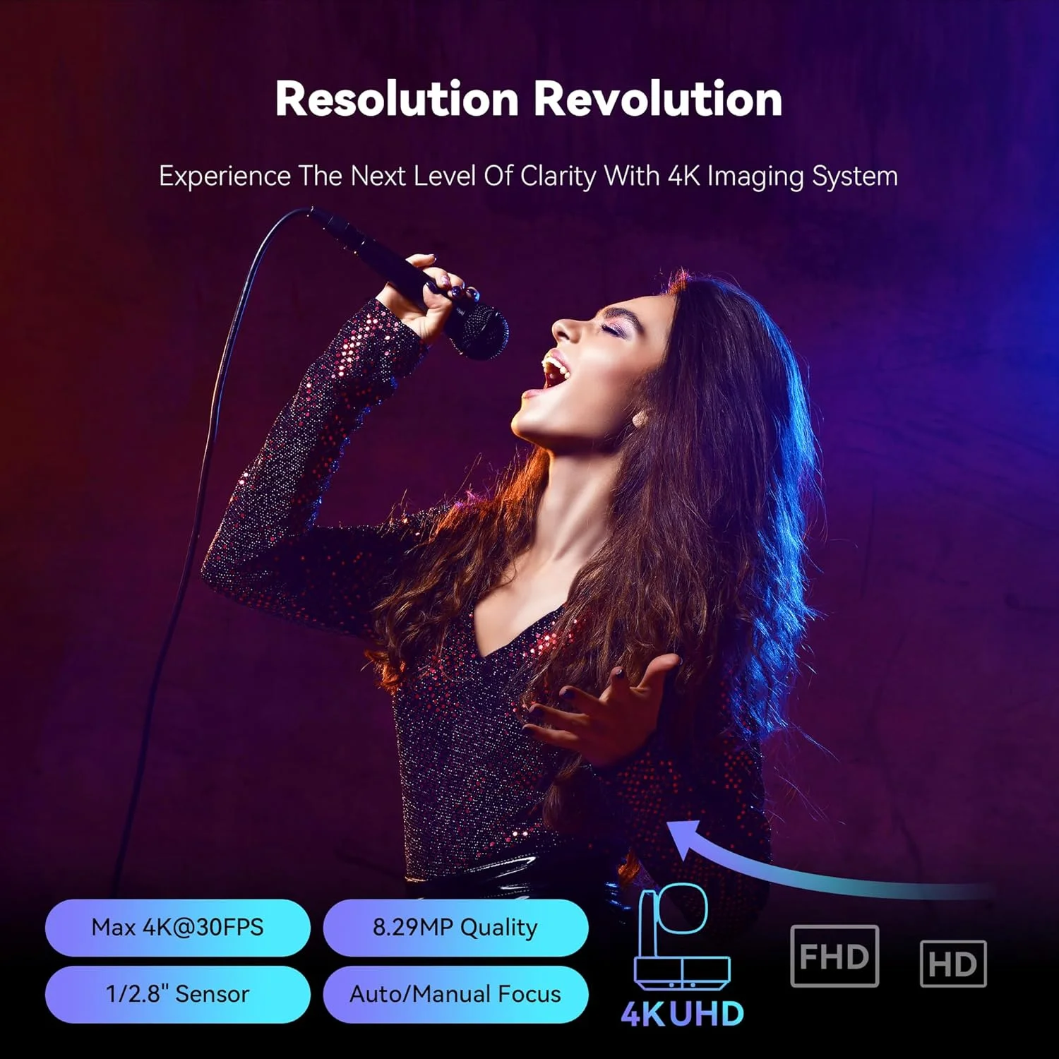 دوربین PTZ 4K Tenveo با قابلیت ردیابی خودکار هوش مصنوعی، زوم اپتیکال 12X، زاویه دید گسترده، USB3.0/HDMI/RJ45/PoE، دوربین پخش زنده برای کنفرانس ویدیویی کلیسا، پخش زنده Zoom Skype Teams، برنده جایزه Red Dot Design