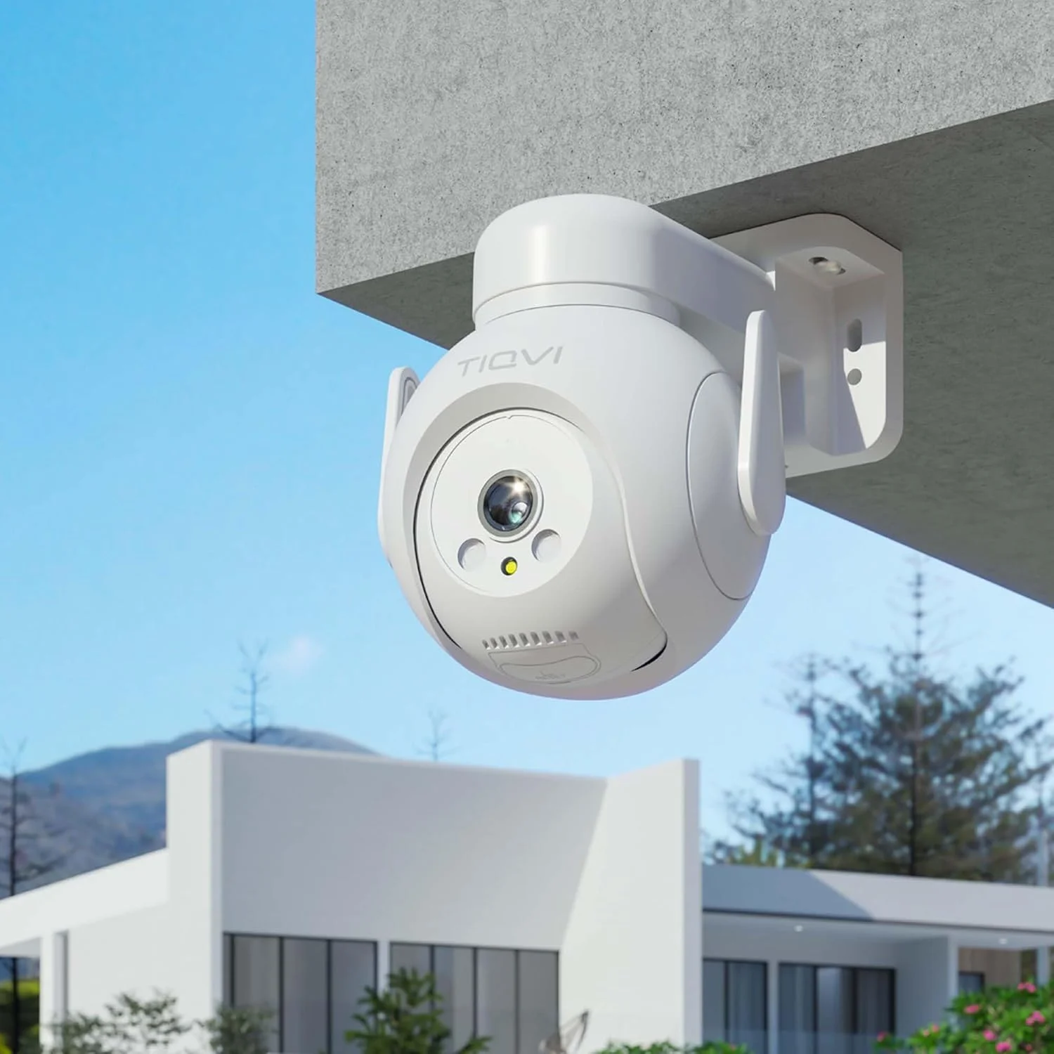 دوربین هوشمند PTZ وای فای Tiqvi برای فضای باز، 1080P، دو بانده (2.4/5 گیگاهرتز)، دید در شب مادون قرمز، تشخیص حرکت، صدای دو طرفه