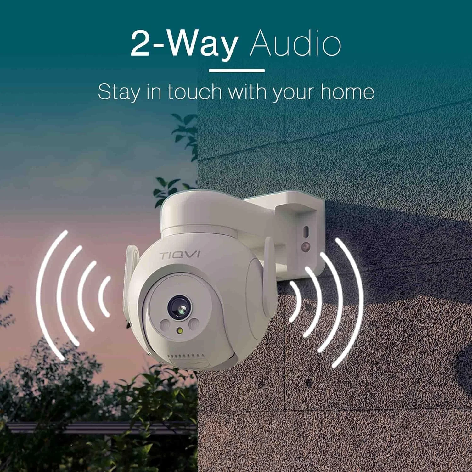 دوربین هوشمند PTZ وای فای Tiqvi برای فضای باز، 1080P، دو بانده (2.4/5 گیگاهرتز)، دید در شب مادون قرمز، تشخیص حرکت، صدای دو طرفه