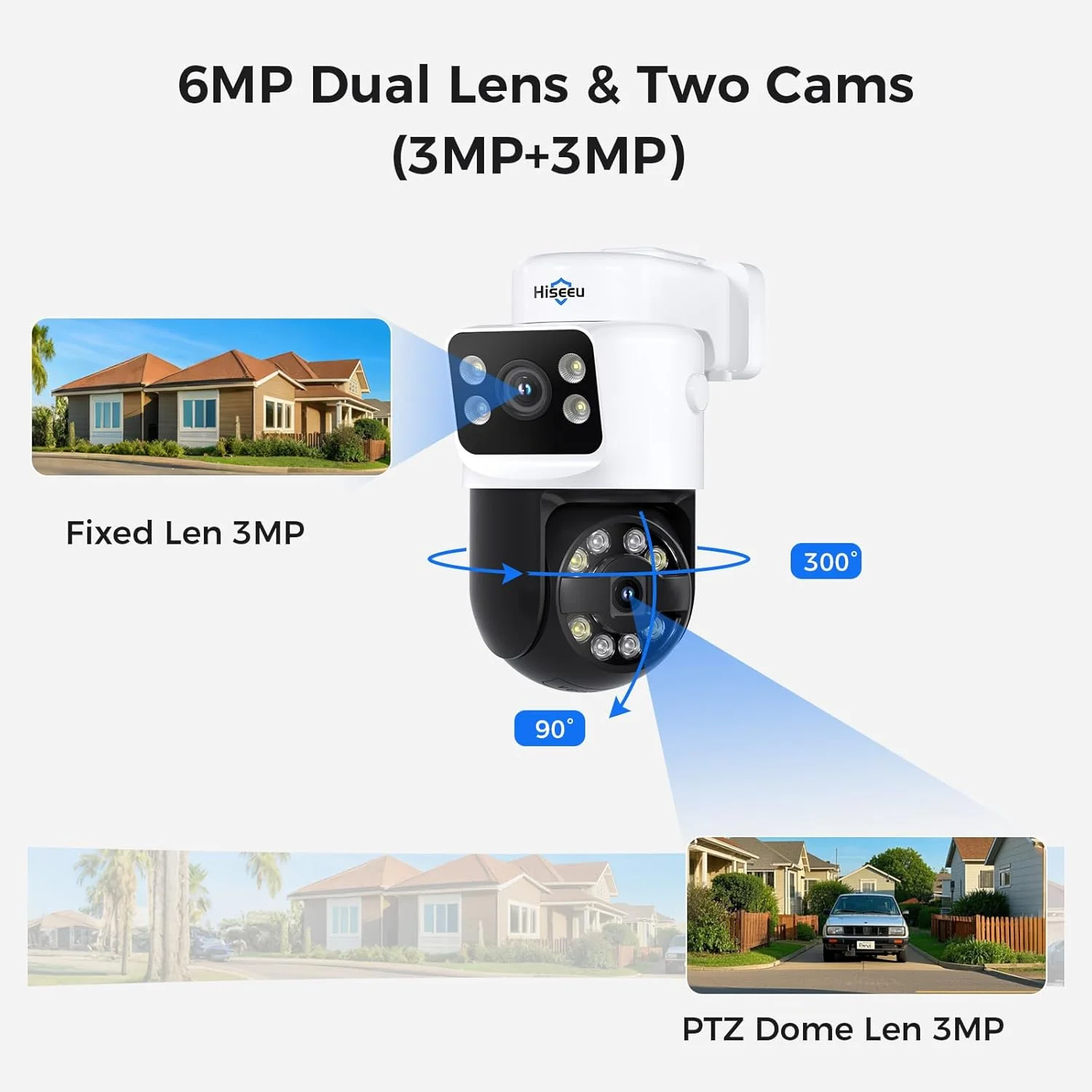 سیستم دوربین مداربسته تحت شبکه 4K هایسیو با لنز دوگانه و قابلیت ردیابی انسان، شامل 4 عدد دوربین 6 مگاپیکسلی PTZ تحت شبکه، چرخش 300 درجه افقی و 90 درجه عمودی، دید در شب رنگی، تشخیص حرکت، صدای دو طرفه، پخش هوشمند، بدون هزینه اضافی، هارد دیسک 3 ترابایتی، ضبط 24/7