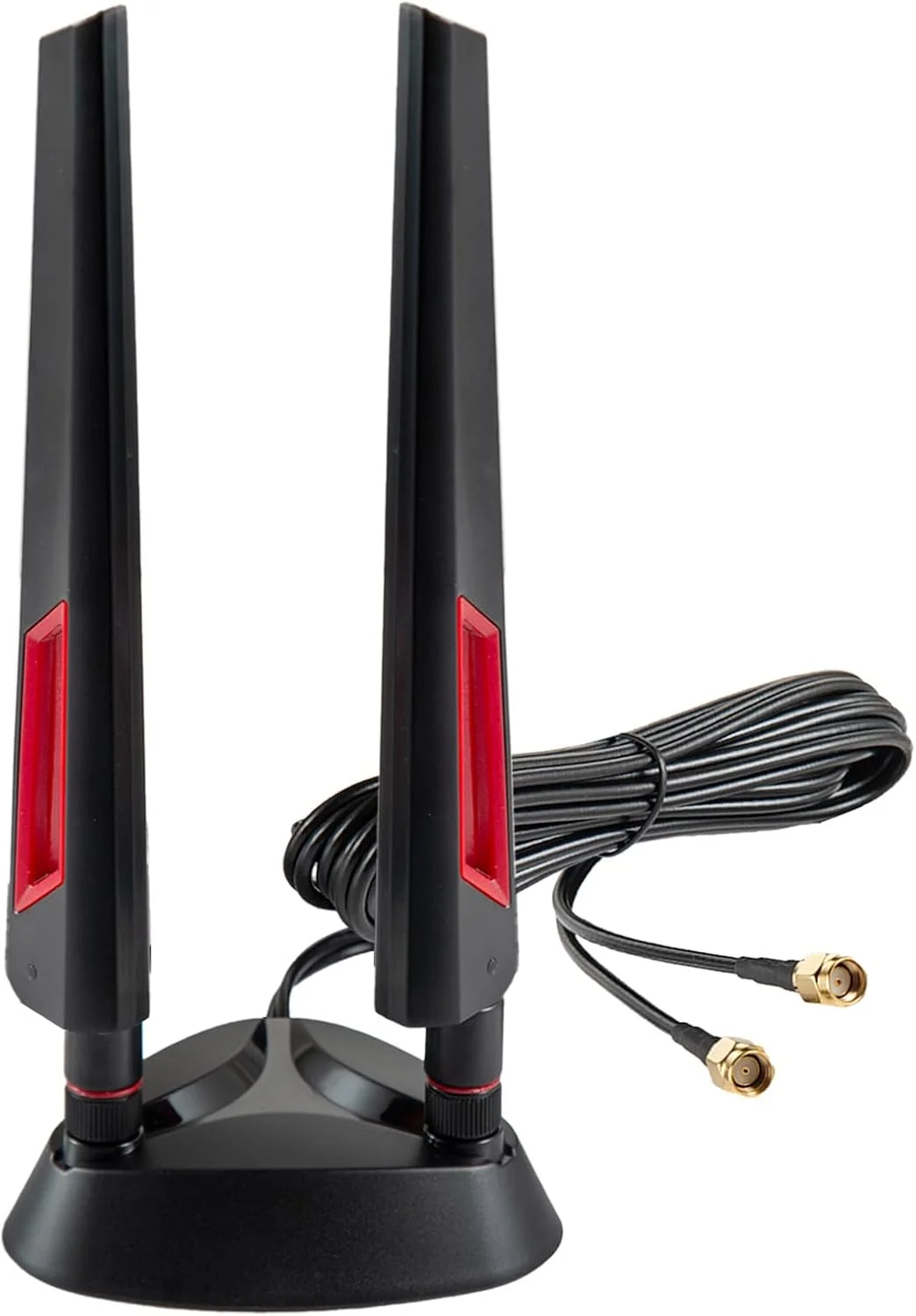 آنتن گیمینگ وای فای 6 و 6E سه باندی 9dBi با پایه مغناطیسی 2.4GHz + 5GHz + 6GHz برای روتر وای فای 6 و 6E، مادربرد PCI-E و بلوتوث