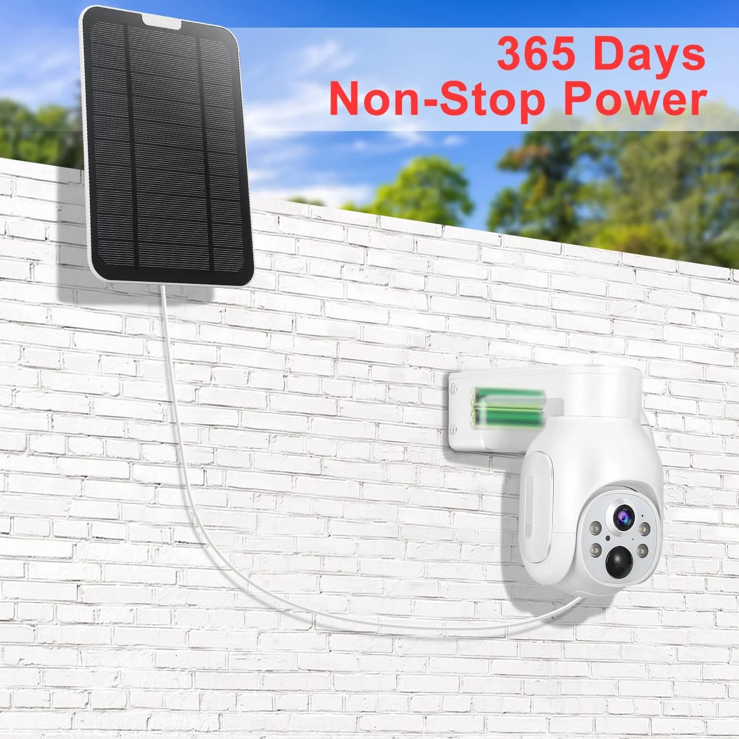 دوربین امنیتی بی سیم 1080P با باتری قابل شارژ خورشیدی، مناسب فضای باز، PTZ، وای فای 2.4G، ضبط حرکت PIR، صدای دو طرفه، ضد آب IP65، دید در شب رنگی، دارای اسلات SD مدل AT-S700