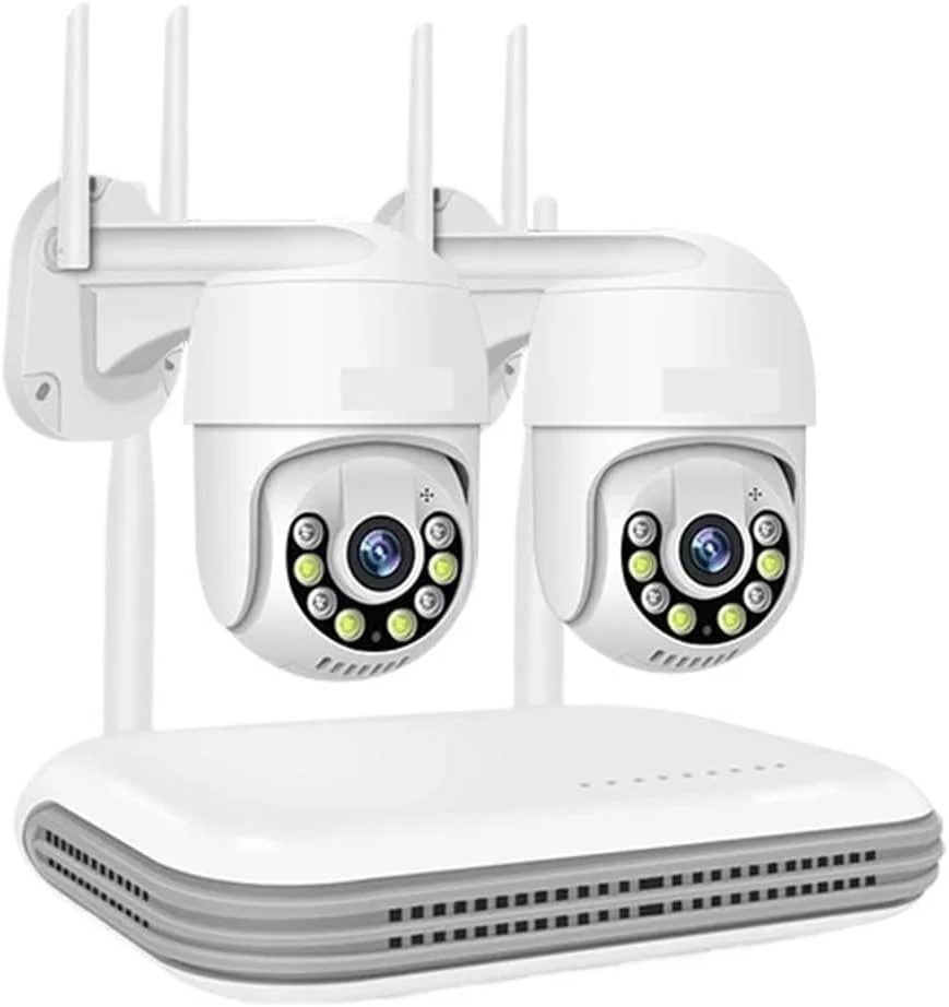 کیت دوربین مداربسته بی سیم 8 کانال NVR 5MP با صدای دو طرفه 1080P PTZ WiFi دید در شب رنگی مجموعه سیستم نظارت تصویری ICsee (8ch NVR X 2 Cam 5mp,2T)