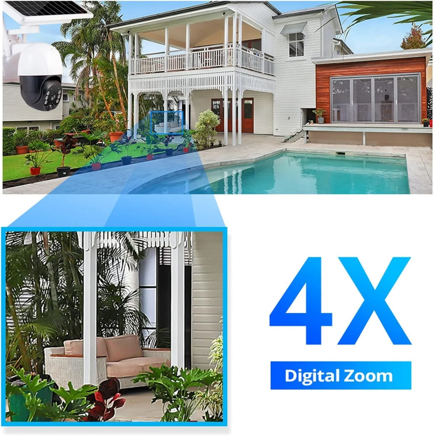 دوربین امنیتی خورشیدی بی‌سیم 3 مگاپیکسلی IP 4G با انرژی خورشیدی PTZ وای فای بیرونی خورشیدی وای فای IP خورشیدی برای امنیت خانه (رنگ: Wifi Cam 32g)