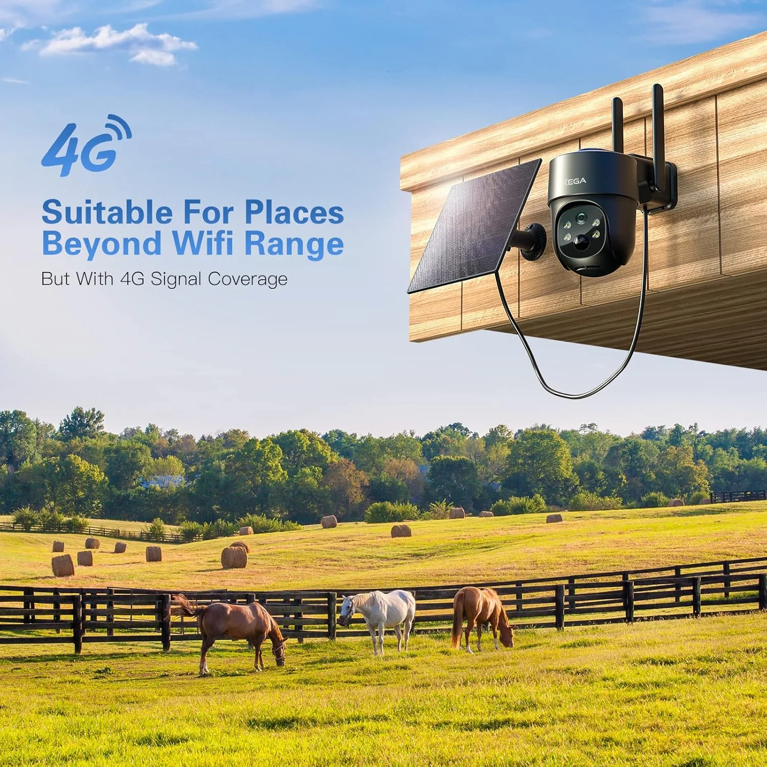 دوربین امنیتی خورشیدی 4G LTE با سیم کارت، دوربین امنیتی بی سیم خارجی بدون وای فای، دید در شب 2K HD PTZ، تشخیص حرکت، ارتباط دو طرفه، ذخیره سازی TF و ابری، پشتیبانی از اپراتورهای اتصالات و DU