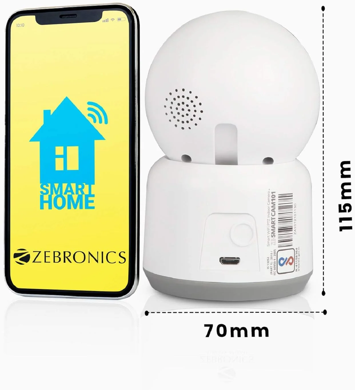 دوربین هوشمند داخلی وای فای PTZ زیبرونیکس مدل Zeb Smart Cam 101 (1080p)، نظارت از راه دور، نصب آسان، دید در شب، ردیابی حرکت، کارت حافظه mSD، صدای دو طرفه، سازگار با تلفن های هوشمند اندروید/iOS