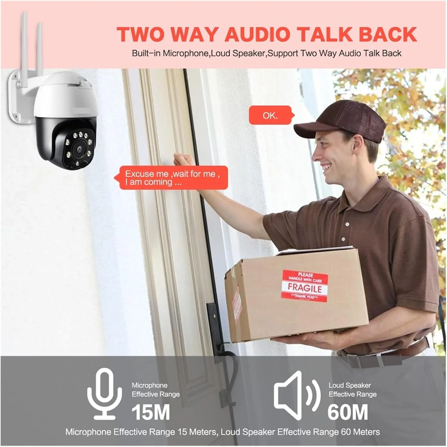 دوربین مداربسته بی‌سیم خورشیدی امنیتی ZAIED، مینی PTZ IP WIFI اسپید دام 2 مگاپیکسل CCTV، دید در شب 30 متری، صدای دو طرفه P2P برای امنیت خانه (رنگ: 3.6mm، اندازه: 1080P بدون برق)