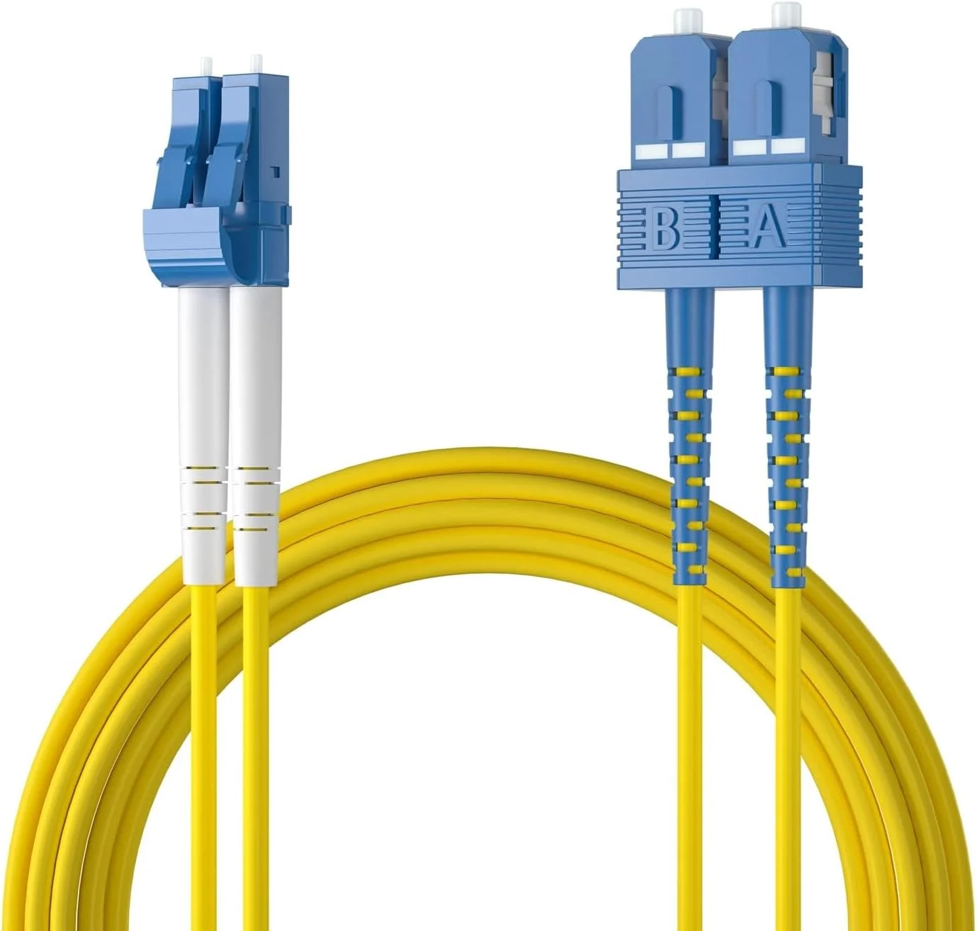 کابل فیبر نوری Ipolex LC به SC، سینگل مود، 10 گیگابیت 9/125μm، جامپر دوبلکس LSZH برای فرستنده و گیرنده SMF SFP/SFP+، 10 متر، بسته 2 عددی