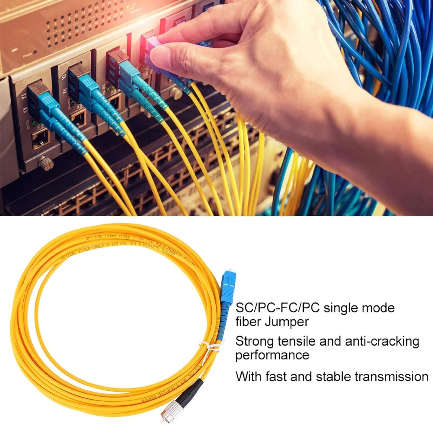 کابل فیبر نوری جامپر 5 متری SC به FC، کابل های شبکه جامپر فیبر نوری تک حالته (5 عدد)