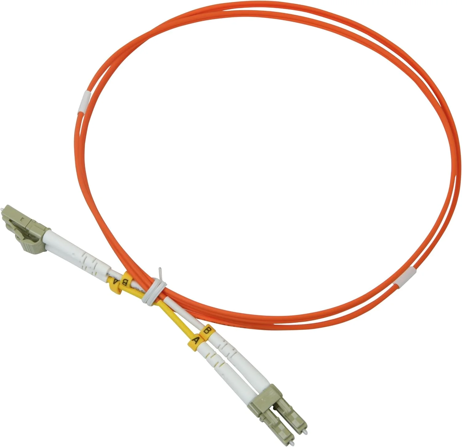 کابل فیبر نوری Labgear به طول 1 متر - LC به LC مالتی مود داپلکس OM1 LSZH کابل پچ فیبر نوری دیجیتال صدا، نرخ داده 10 گیگابیت بر گیگابیت، شبکه با کارایی بالا، نارنجی