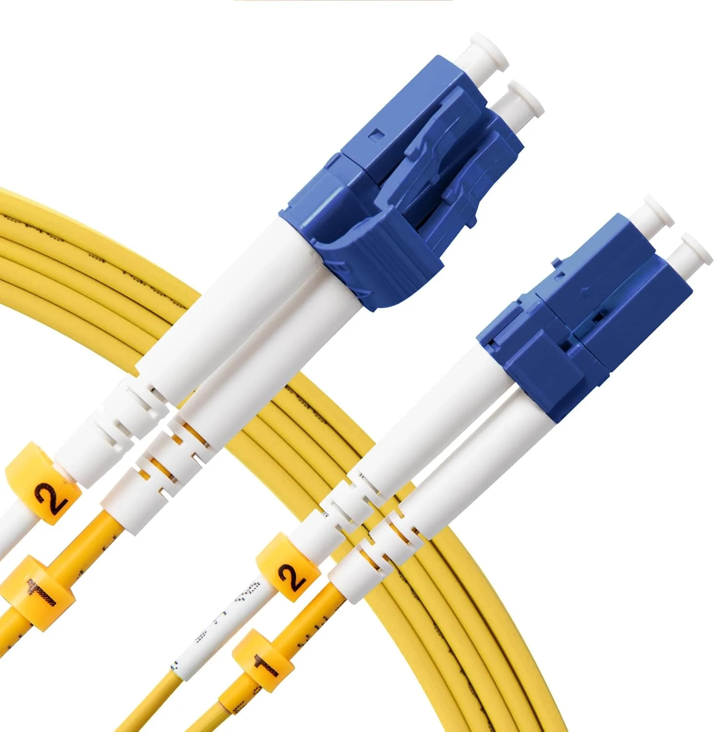 کابل فیبر نوری KeepFly OS2 LC به LC، طول 15 متر، بسته 5 عددی، کابل فیبر نوری سینگل مود SMF، 9/125μm، کابل اتصال فیبر نوری دوبلکس LC-LC 10 گیگابیتی، روکش LSZH (زرد)