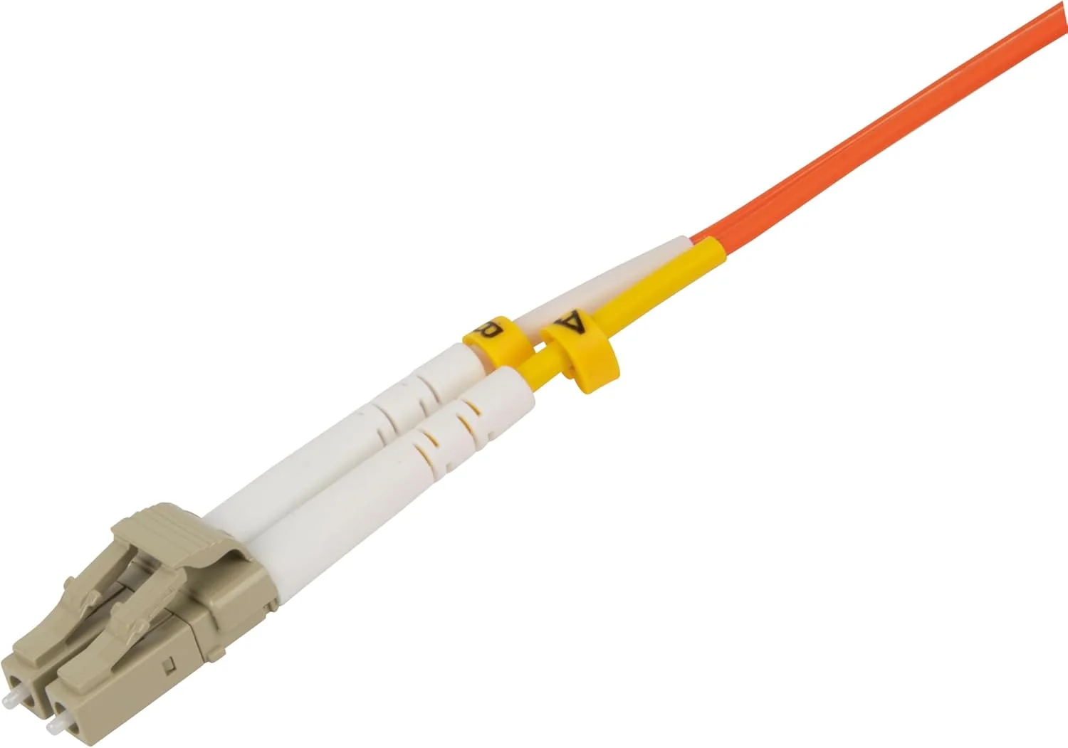 کابل فیبر نوری Labgear به طول 5 متر - LC به LC چند حالته دوبلکس OM1 LSZH کابل پچ فیبر صوتی دیجیتال، نرخ داده 10 گیگابیت بر ثانیه، شبکه با کارایی بالا، نارنجی