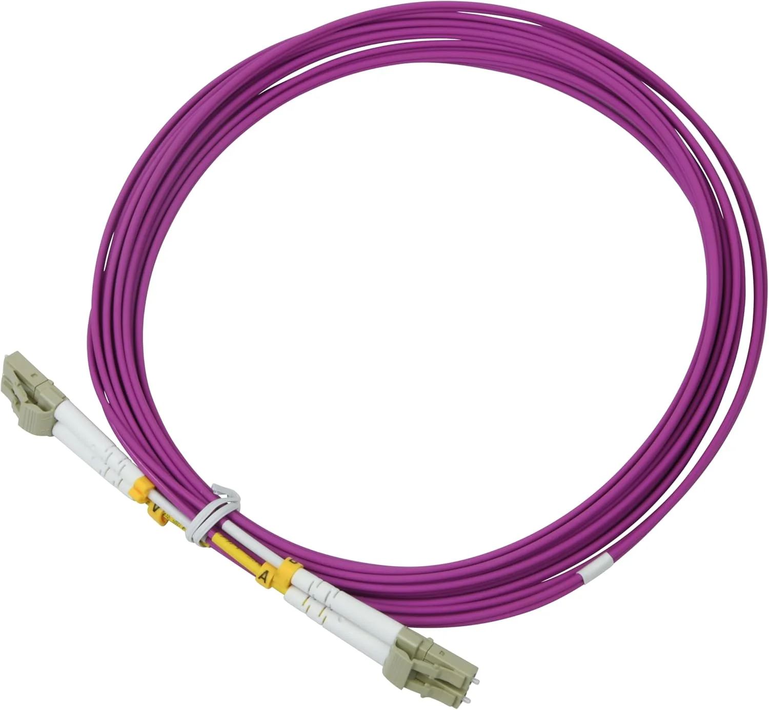 کابل فیبر نوری 5 متری Labgear - LC به LC چند حالته دوبلکس OM4 LSZH کابل پچ فیبر نوری دیجیتال صدا، نرخ داده 100 گیگابیت بر ثانیه، شبکه با کارایی بالا، بنفش