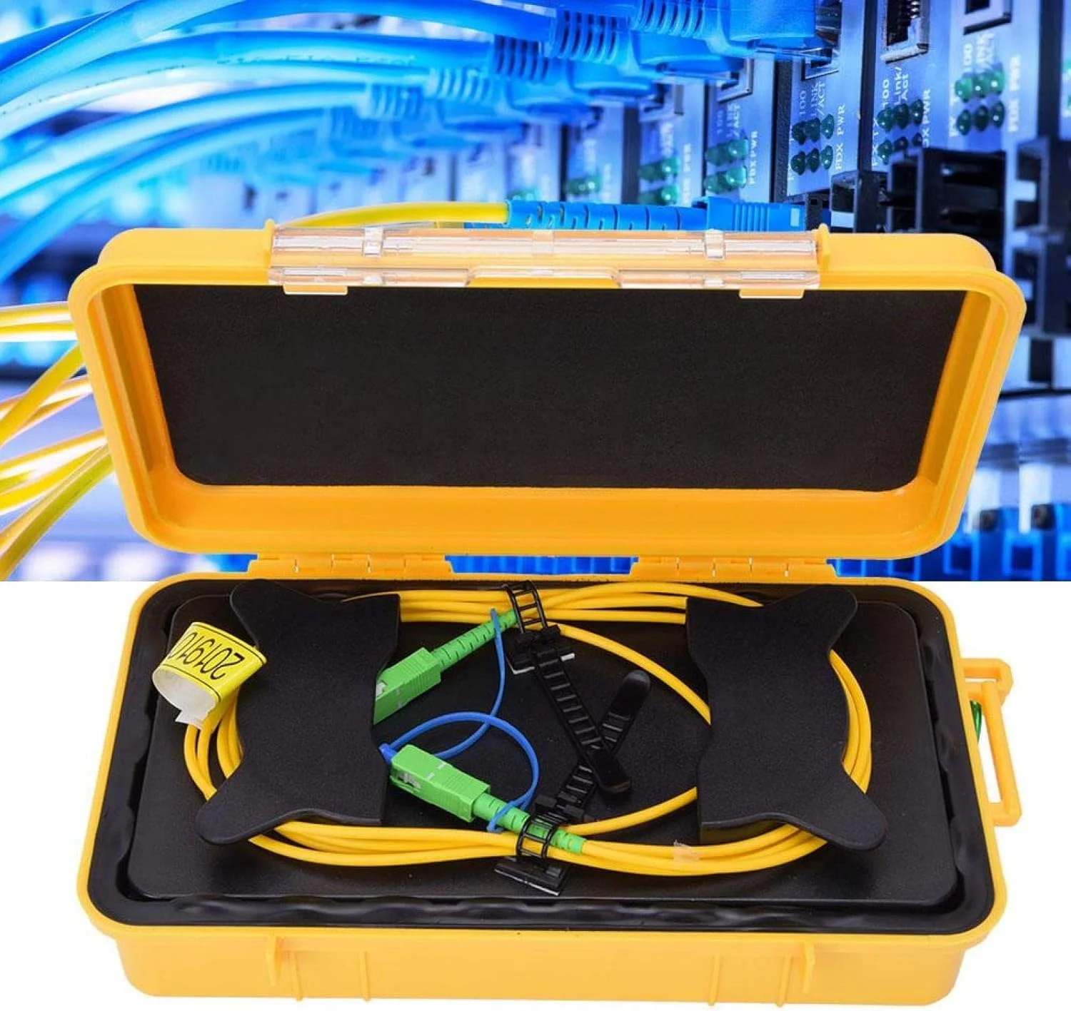 جعبه کابل پرتاب OTDR 500 متری SC/APC-SC/APC کابل فیبر نوری تک حالته سیم جامپر کابل های شبکه سیم توسعه تست