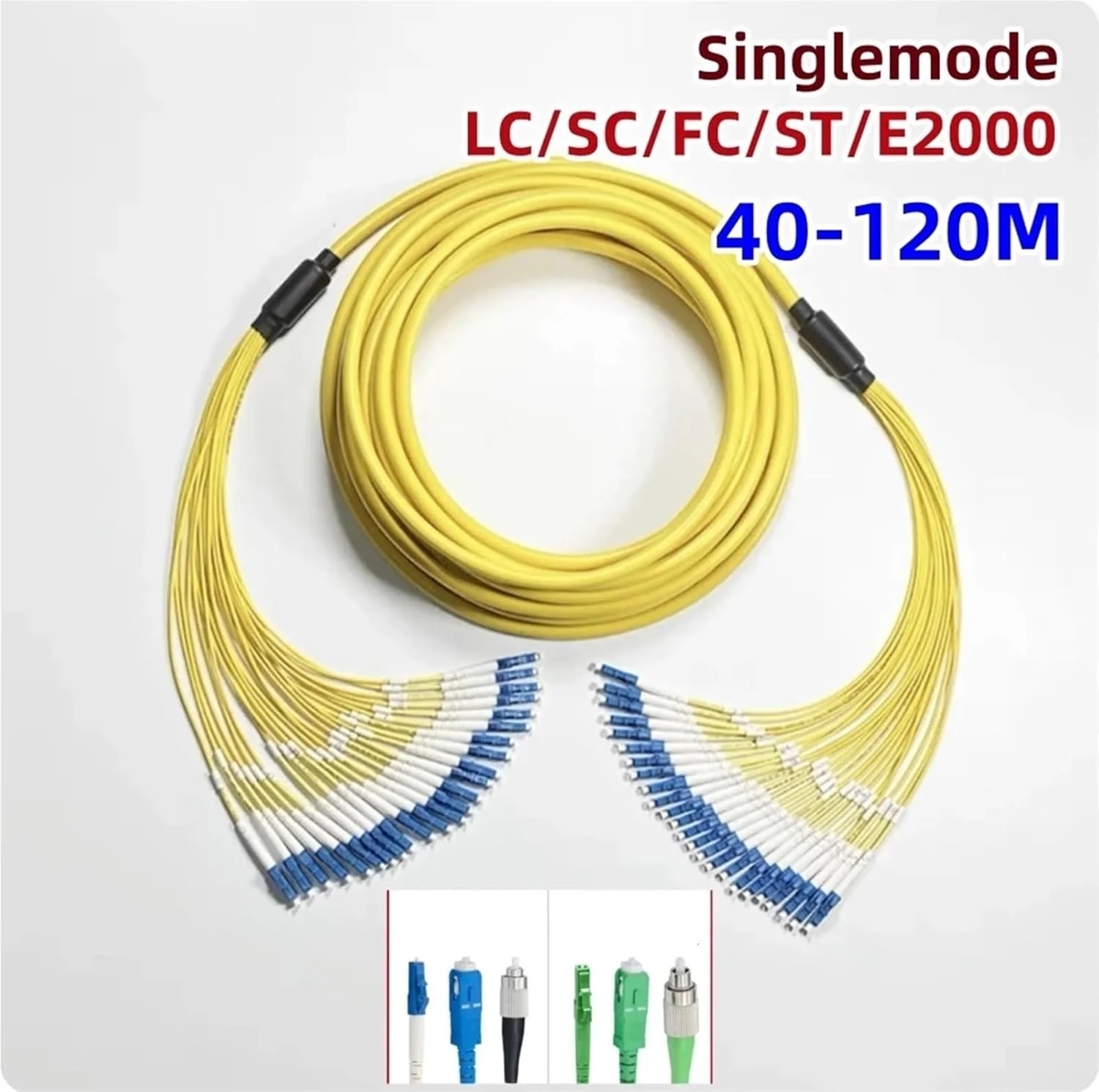 کابل فیبر نوری 24 رشته LC-LC سینگل مود، 40 تا 120 متر (50 متر SC-SC)