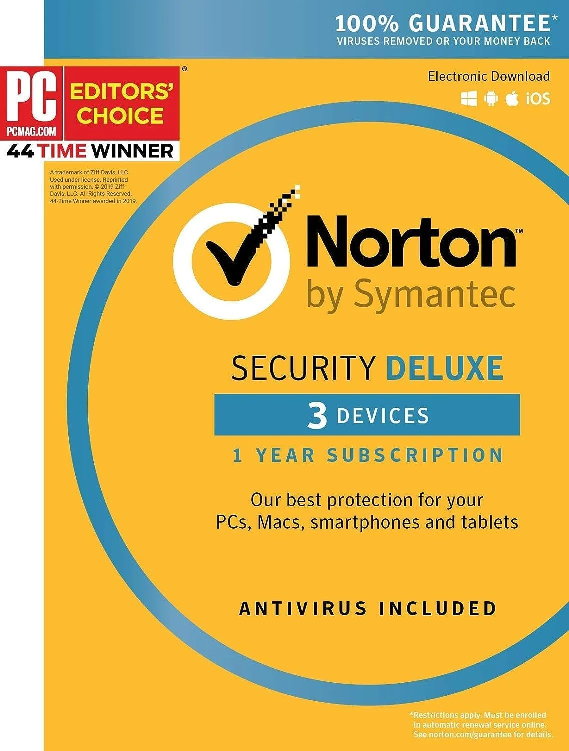 کارت کلید Symantec Norton Security Deluxe برای 3 دستگاه PC/Mac/Mobile