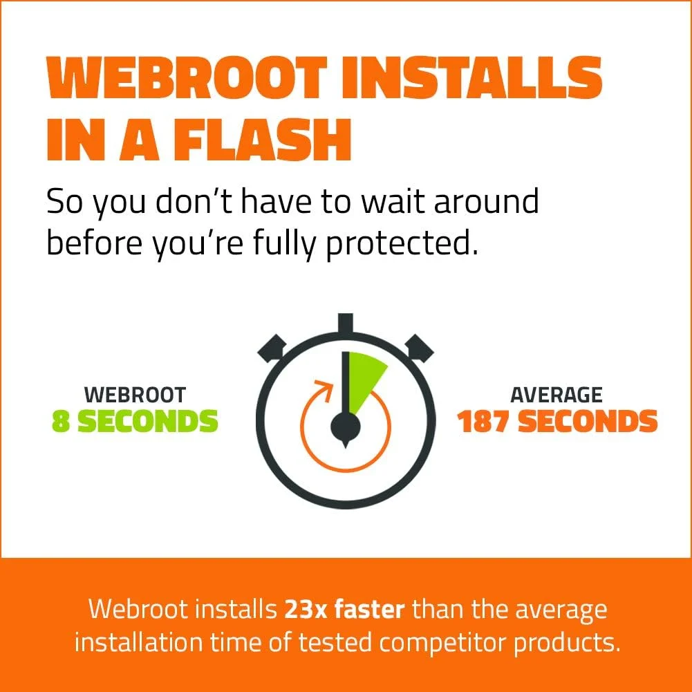 محافظت اینترنتی و آنتی ویروس Webroot - لایسنس 1 ساله 3 دستگاه - PC، Mac و Android (کلید لایسنس: تحویل از طریق ایمیل در 24 ساعت - بدون CD)