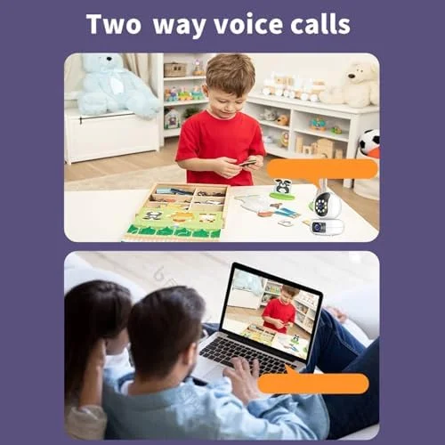 دوربین امنیتی داخلی 4 مگاپیکسلی دو لنز، دوربین امنیتی بی سیم وای فای برای خانه با دید در شب رنگی هوشمند، نظارت و ضبط همزمان دو لنز، هوش مصنوعی تشخیص انسان