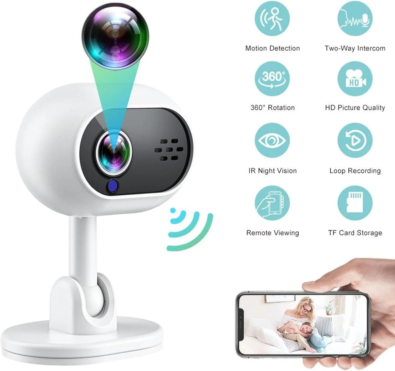 دوربین نظارتی بی سیم کودک BusoTh با کیفیت 1080P HD، کنترل از راه دور، کاربرد چند منظوره، دوربین امنیتی هوشمند، دوربین حیوانات خانگی، دوربین امنیتی برای کودک، حیوان خانگی، سگ، نظارت