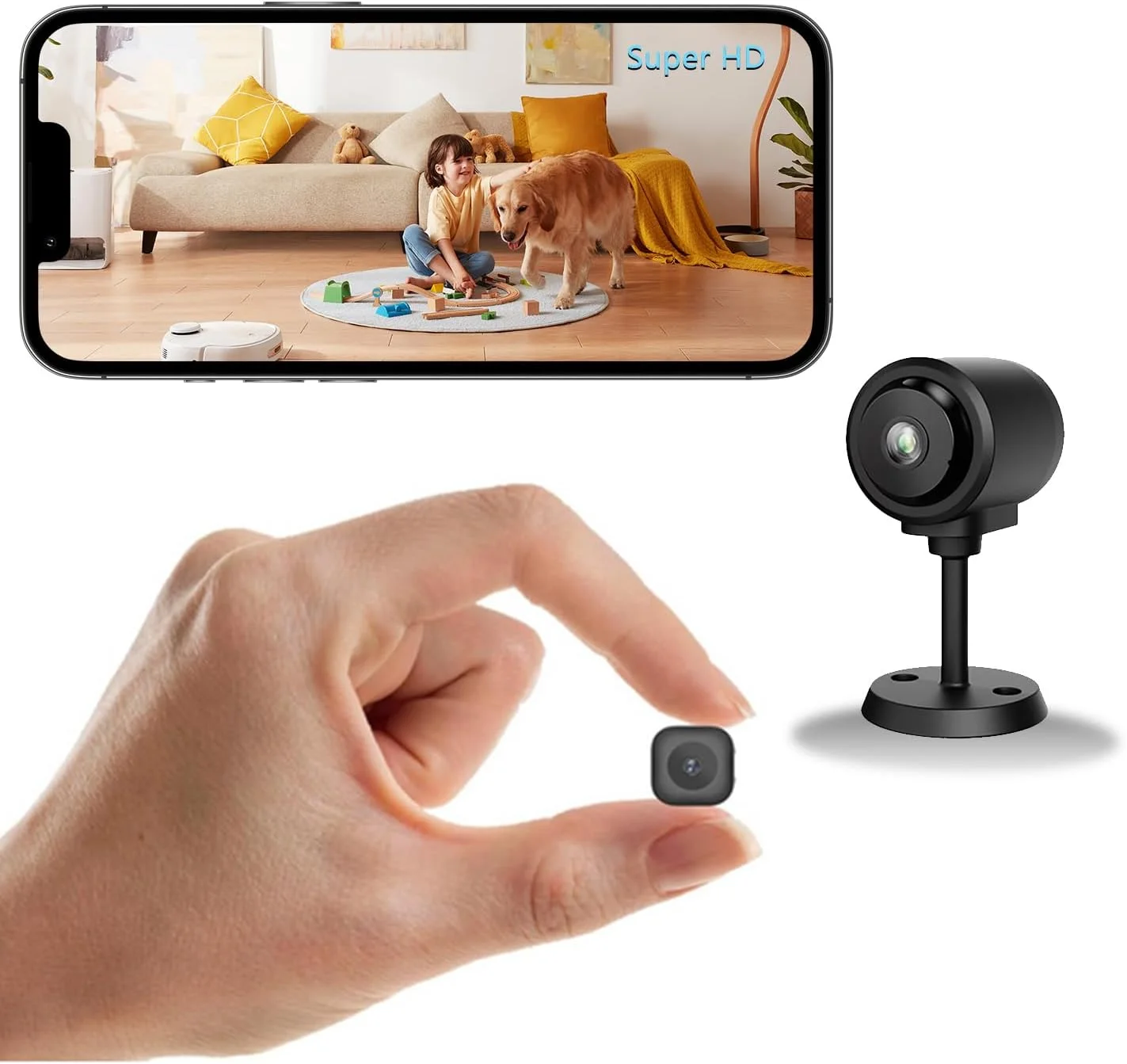 دوربین امنیتی کوچک CHSMONB، دوربین وای فای 1080P (فقط 2.4G) داخلی/خارجی با دید در شب، تشخیص حرکت، فضای ابری و ذخیره سازی SD، کنترل از راه دور برنامه، برای نظارت بر حیوانات خانگی و کودک در خانه