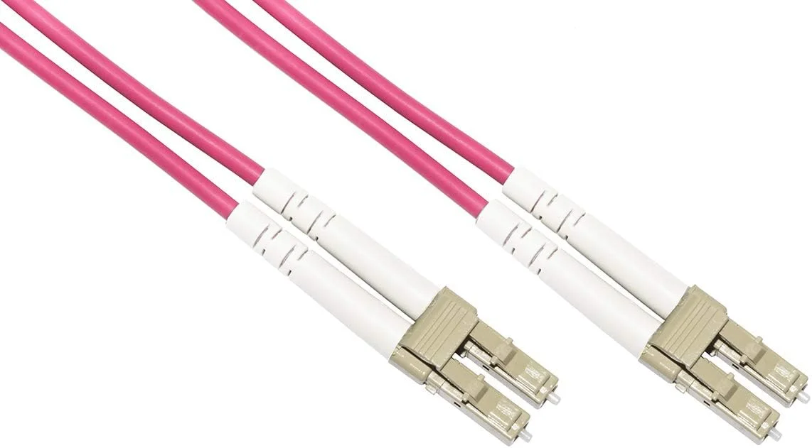 کابل فیبر نوری سینگل مود LC به LC داپلکس OM4 50/125 متری یک، مقاوم در برابر خمش LSZH