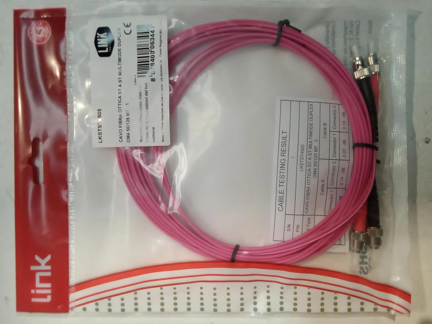 کابل فیبر نوری LINK LKST4505 ST به ST مالتی مود داپلکس OM4 50/125 به طول 5 متر