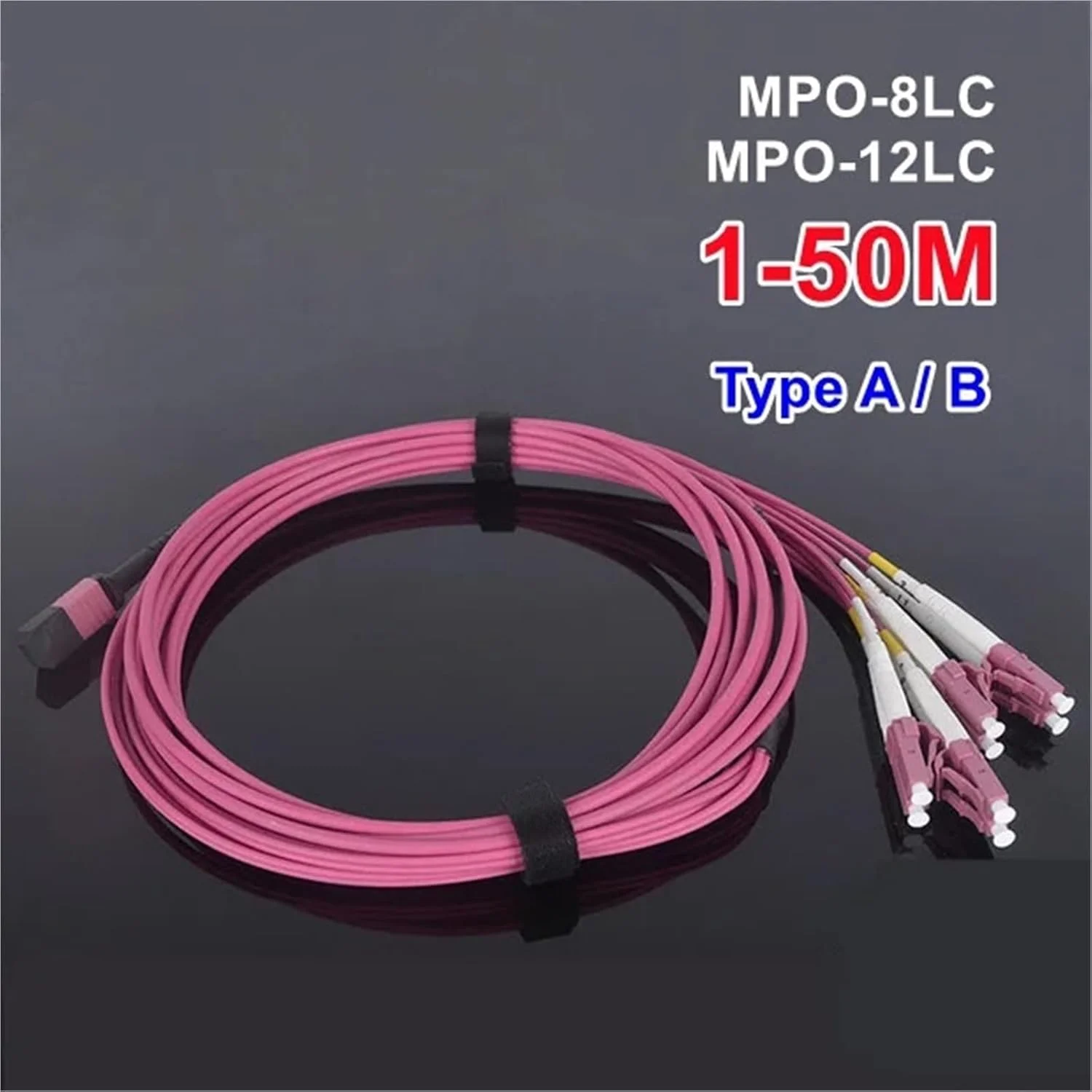 کابل فیبر نوری MPO-LC 8/12 هسته OM4 مادگی 1-50 متری (15 متری، 8 هسته نوع B)